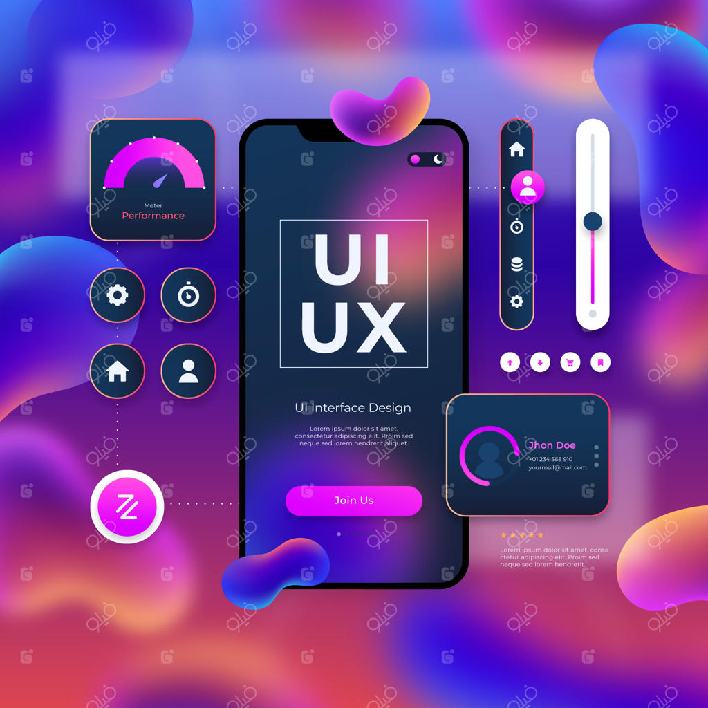 تصویرسازی طراحی رابط و تجربه کاربری (UI/UX) با طرح گرادینت