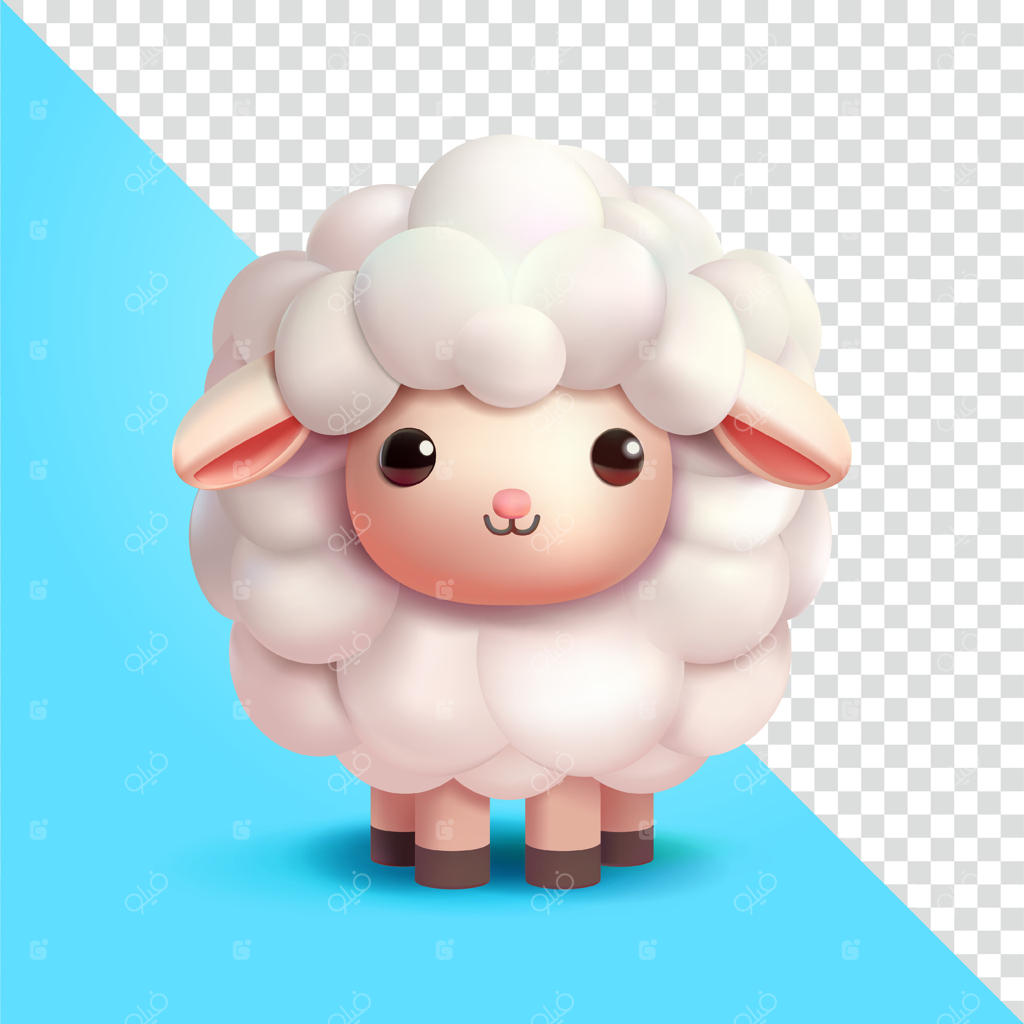 گوسفند سفید بامزه، سه‌بعدی. مناسب برای کشاورزی و عناصر طراحی