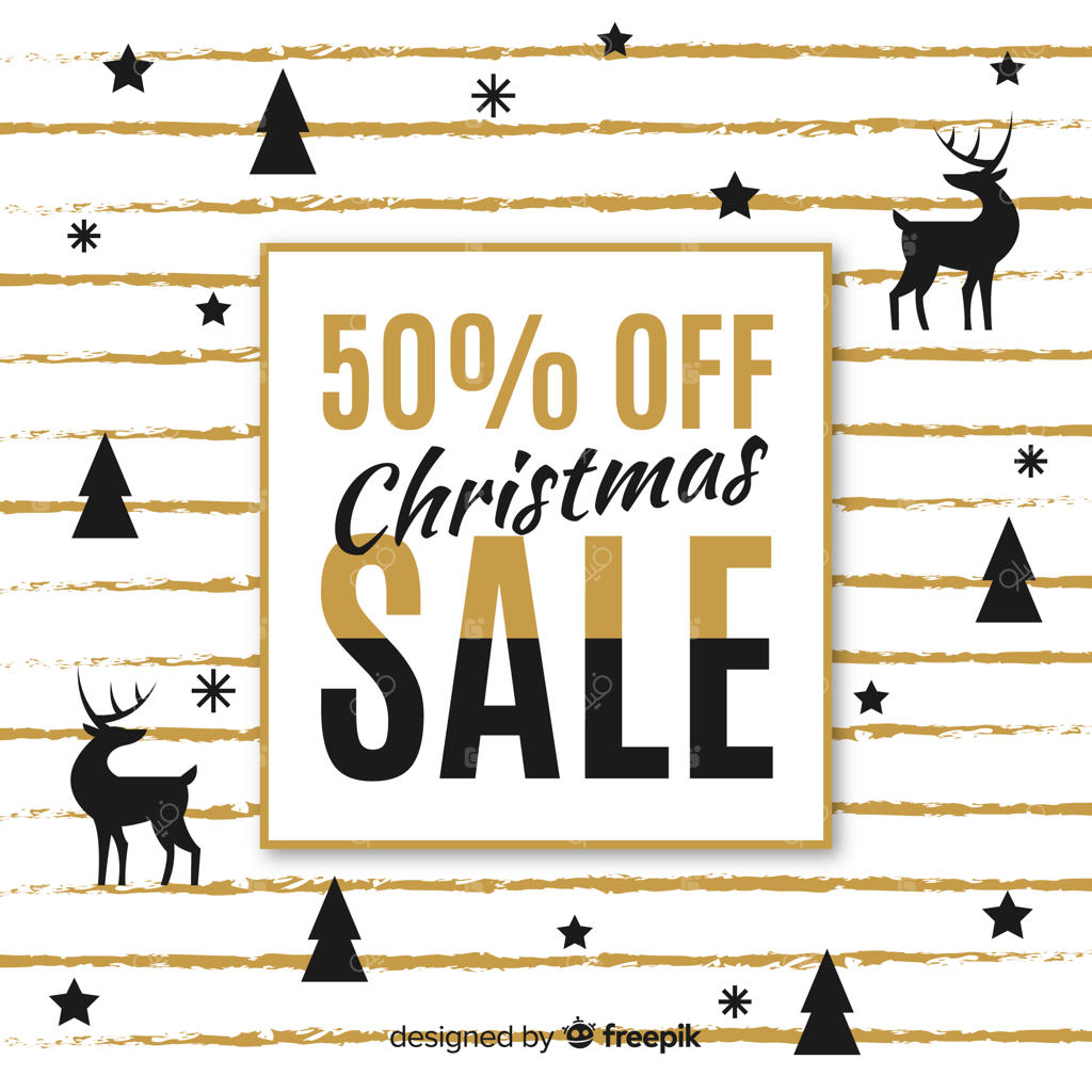 پس‌زمینه فروش کریسمس با نقش گوزن شمالی و درختان کاج