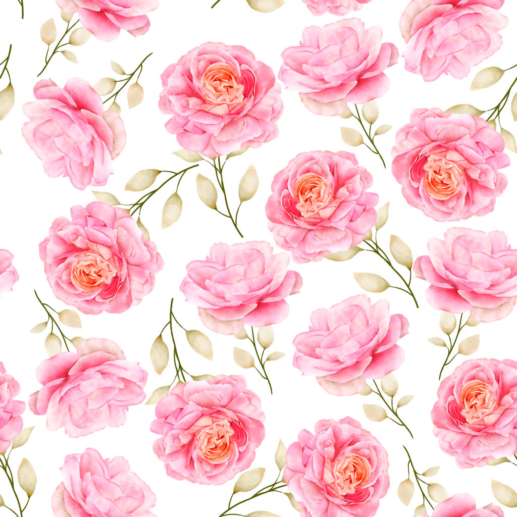 پترن بدون درز گل‌دار آبرنگیِ دست‌ساز