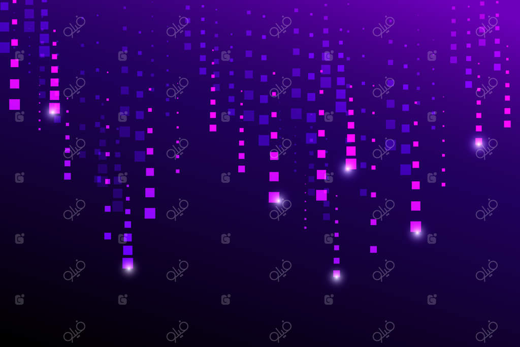 پس‌زمینه بنفش با بارش پیکسل‌های انتزاعی