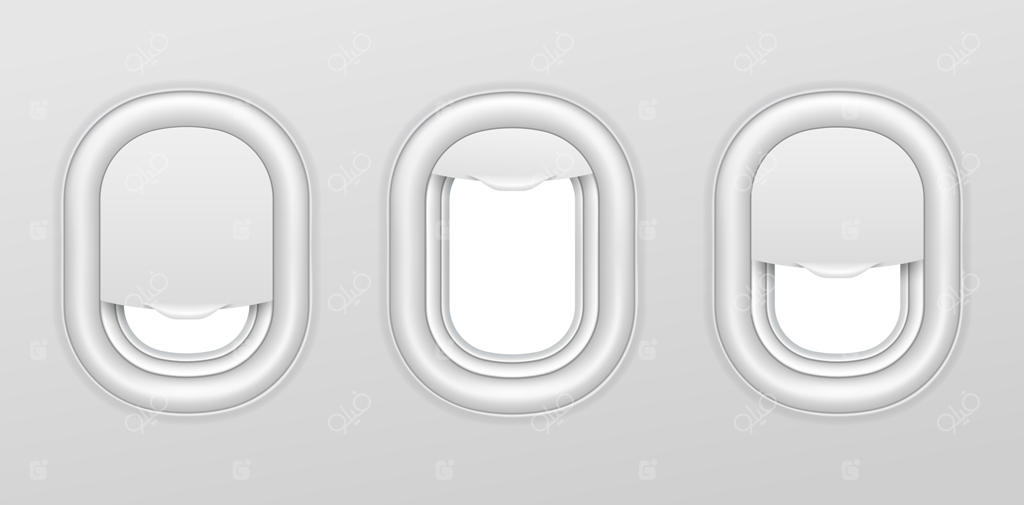 پنجره‌های هواپیما: مجموعه‌ای از دایره‌های شفاف در فضای داخلی هواپیما