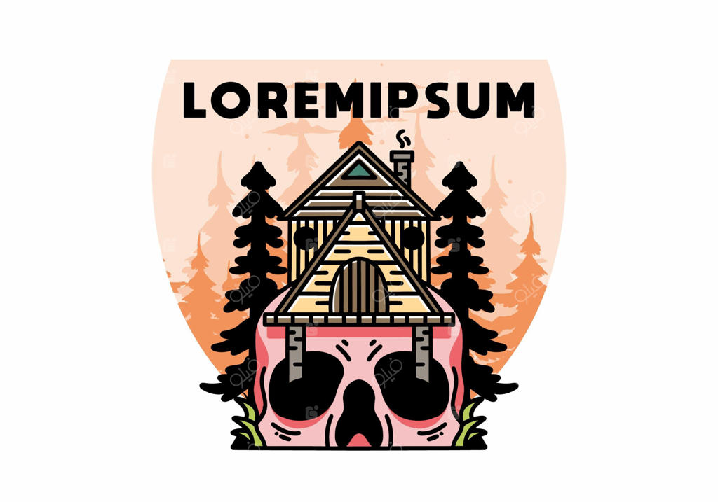 تصویری از خانه چوبی بر روی شالوده‌ای از جمجمه‌ها