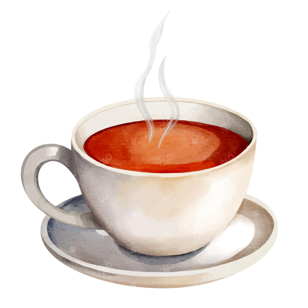 فنجان چای گرم آبرنگی برای پاییز و طراحی هیگه - تصویرسازی دستی فصل پاییز