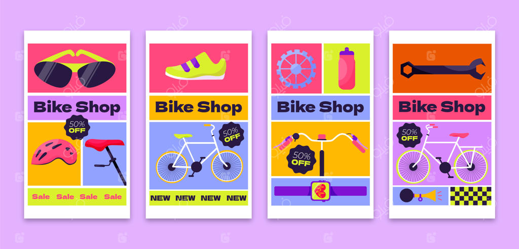 مجموعه استوری اینستاگرام برای کسب و کار فروشگاه دوچرخه