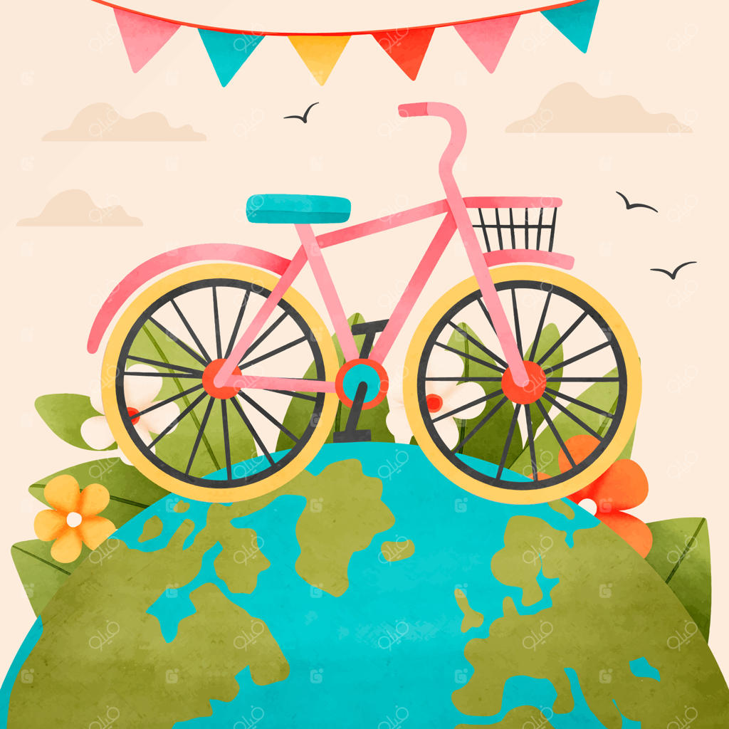 تصویرسازی با آبرنگ به مناسبت جشن روز جهانی دوچرخه