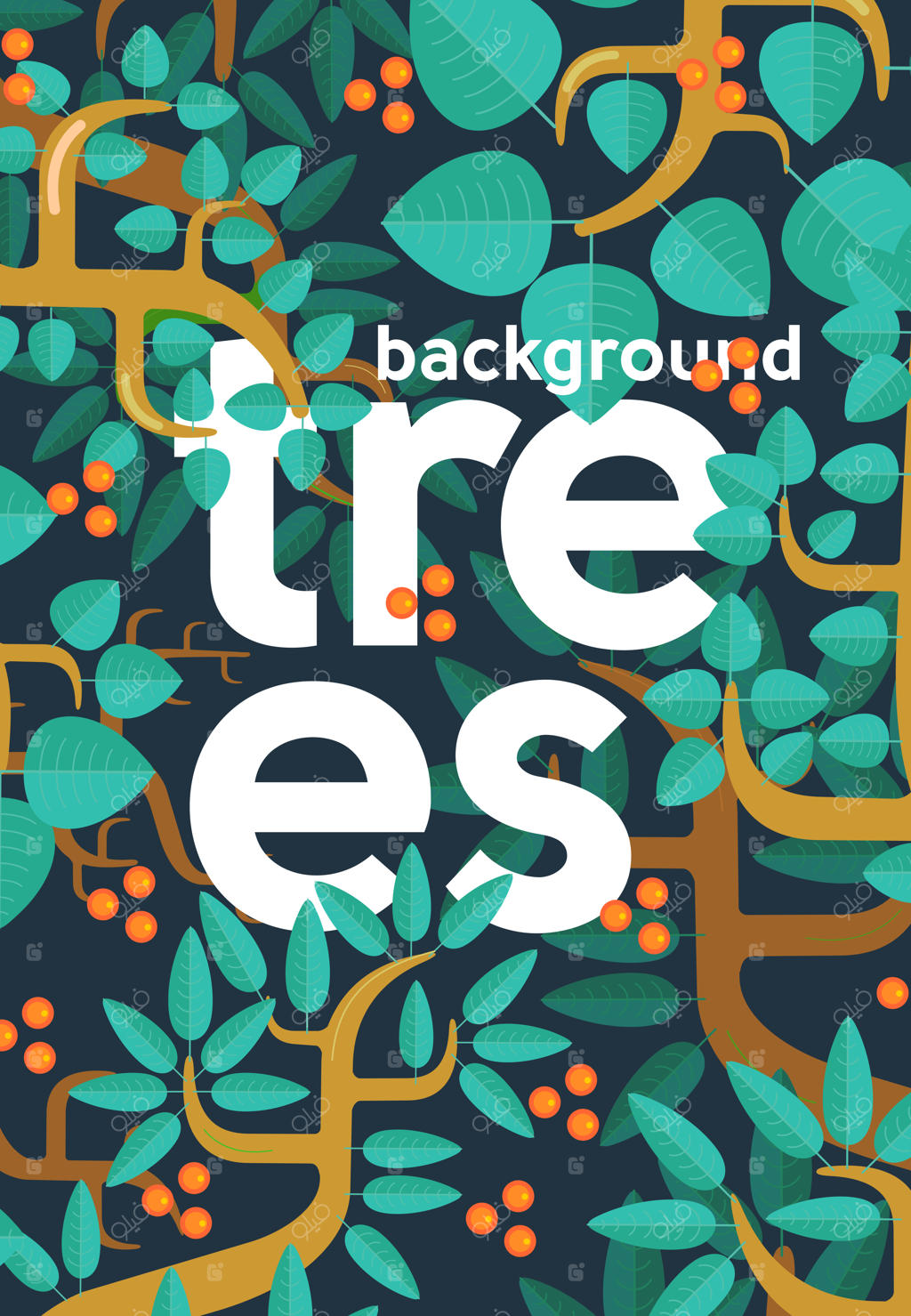 درختان: قالب کارت تبریک مدرن برای طراحی بروشور، تصویرسازی وکتور، پس‌زمینه خلاق و انتزاعی برای تابستان