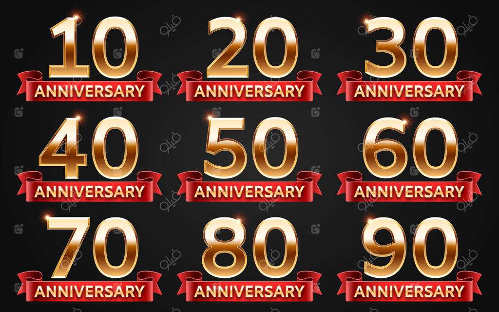 الگوی طراحی سالگرد با اعداد طلایی برای کارت دعوت