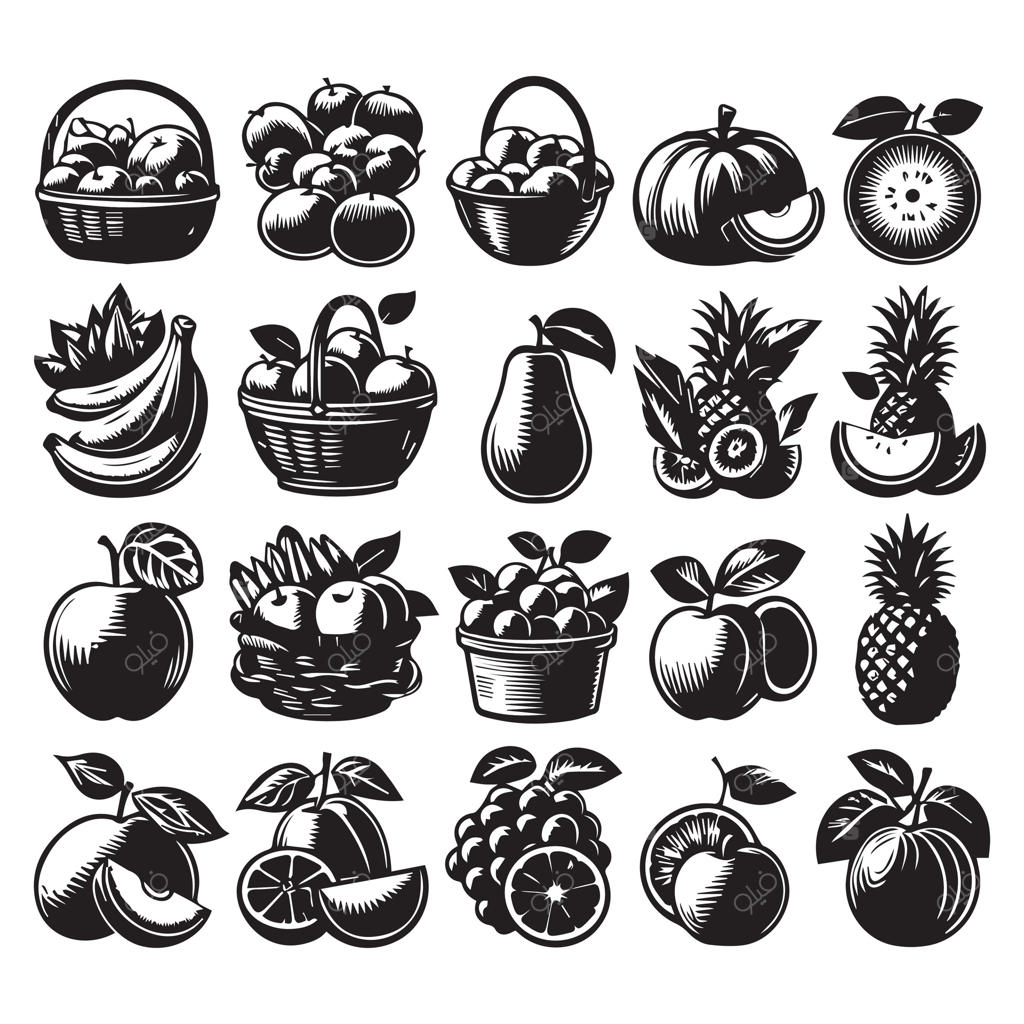 طراحی آیکون مجموعه میوه‌ها.