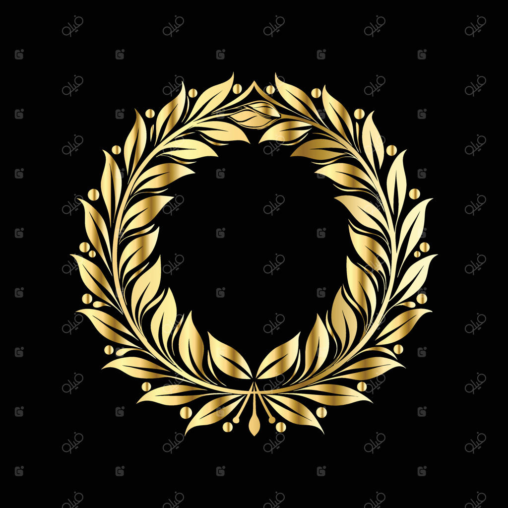 تاج برگ‌های طلایی بر زمینه سیاه: قاب‌های طلایی کلاسیک.