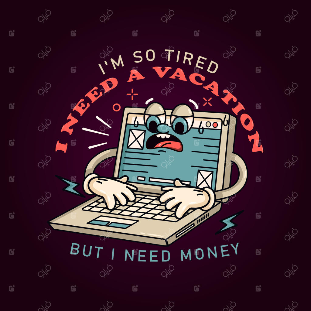 تصویر کارتونی لپ‌تاپ سخت‌کوش: ایده‌آل برای لوگوها، نمادها، تی‌شرت‌ها، استیکرها و پوسترها