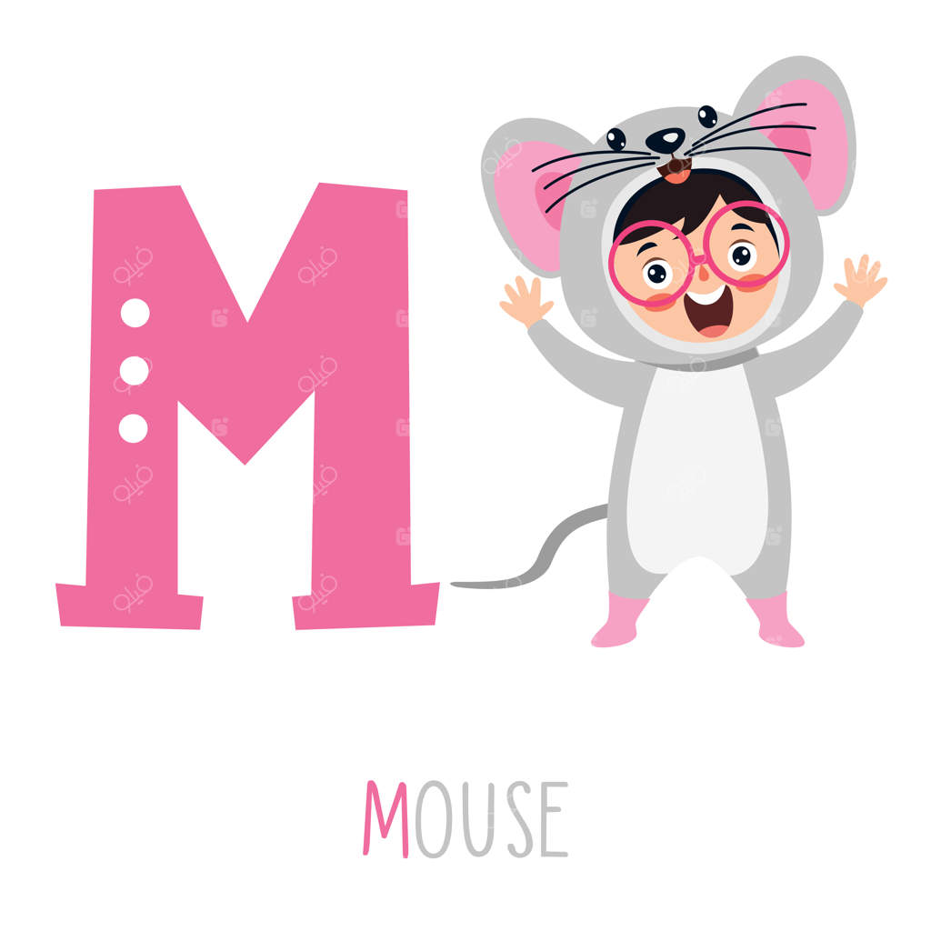 شخصیتی در لباس حیوانات که حروف الفبا را نشان می‌دهد