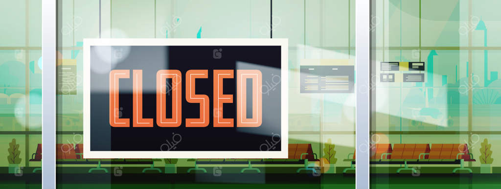 متاسفیم، تعطیل هستیم (تابلو آویخته شده در بیرون دفتر، فروشگاه یا رستوران)