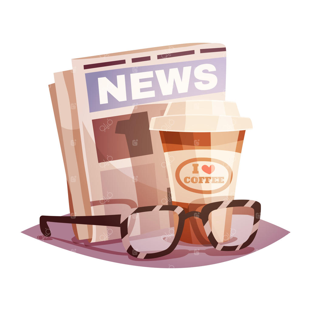 قهوه با روزنامه و عینک