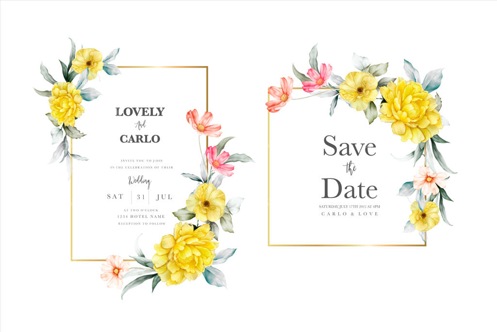 قاب گل‌های آبرنگی زیبا