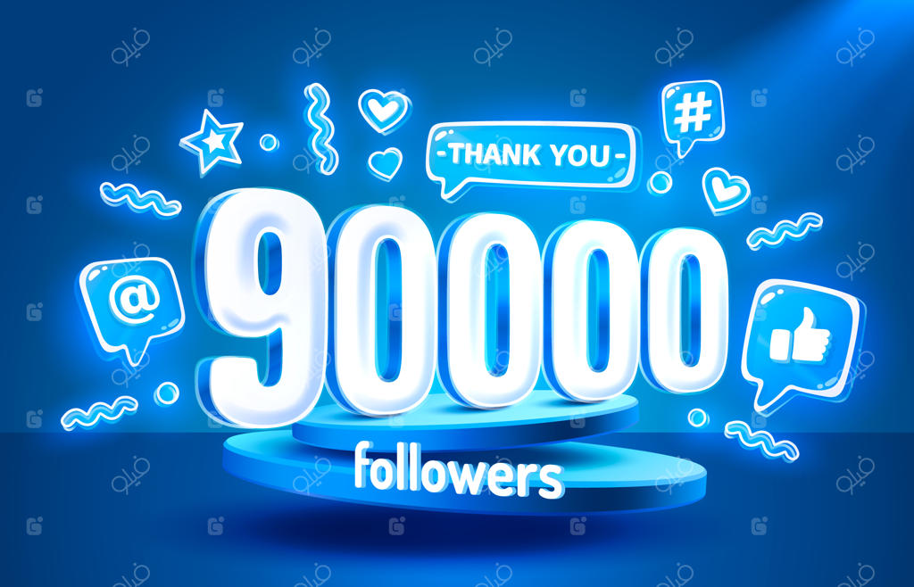 تشکر از ۹۰۰۰۰ دنبال‌کننده! جشن گرفتن با شما خوشحال کننده است.