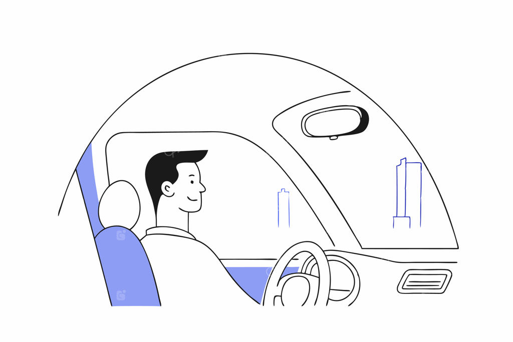 تصویرسازی مفهومی راننده شهری با پس‌زمینه سفید