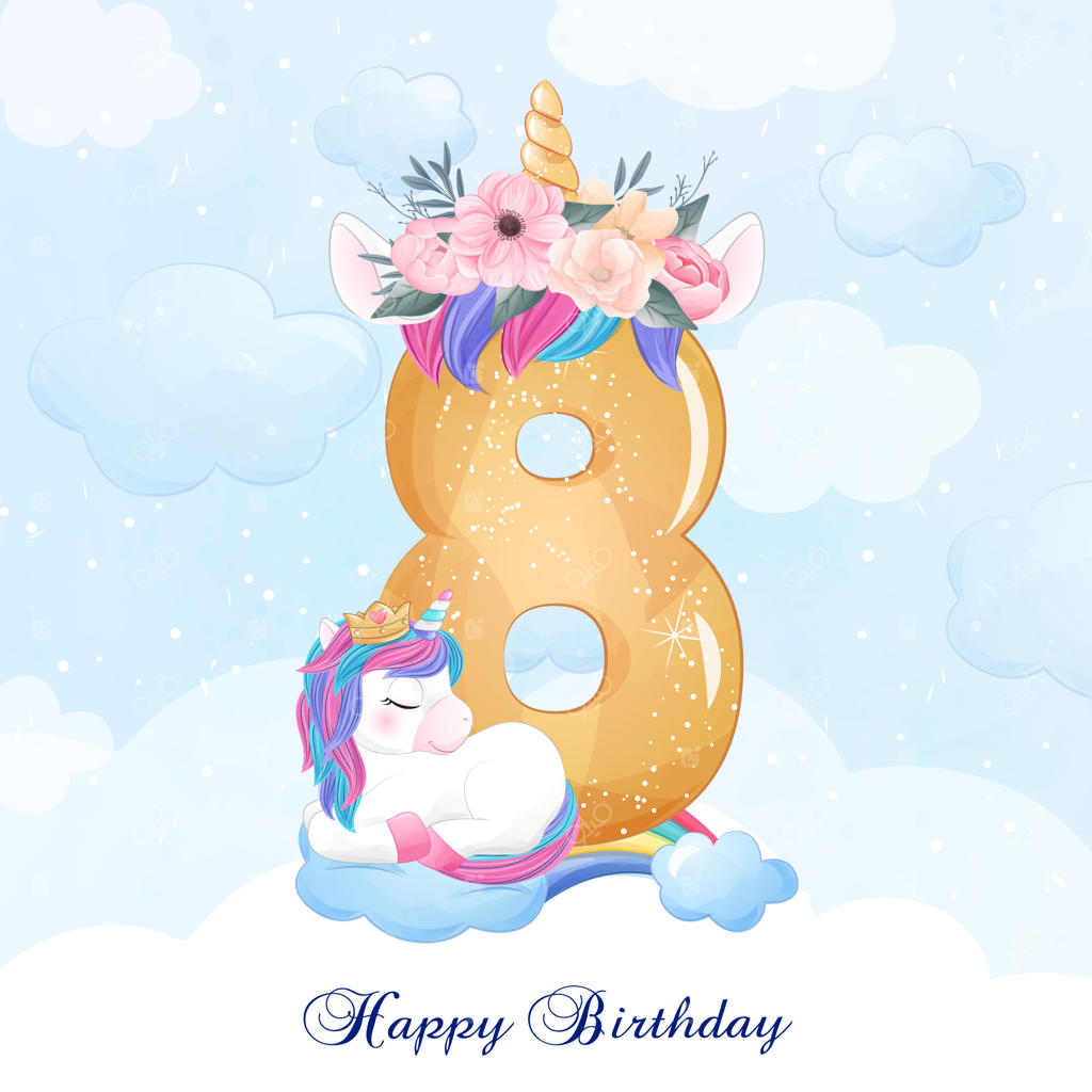 یونیکورن نقاشی بامزه همراه با شماره‌گذاری