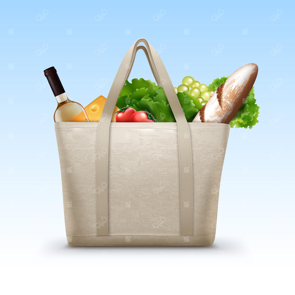 تصویرسازی کیسه خرید پارچه‌ای چندبارمصرف