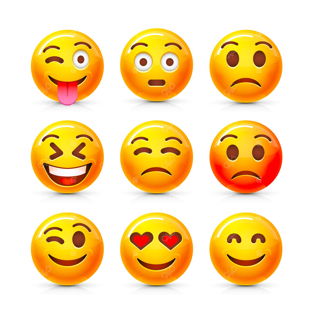 نماد مجموعه ایموجی، احساسات کمیک، علامت چت