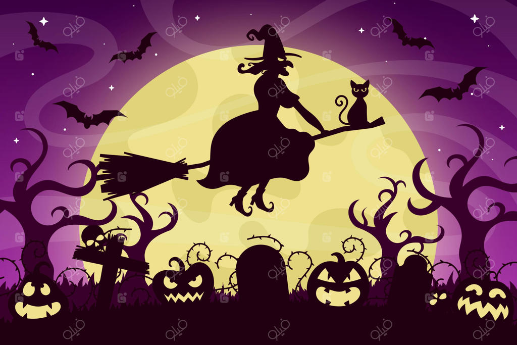 پس‌زمینه هالووین با طراحی تخت