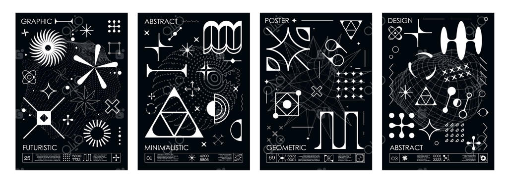 پوسترهای خشن و انتزاعی با اشکال هندسی سبک Y2K