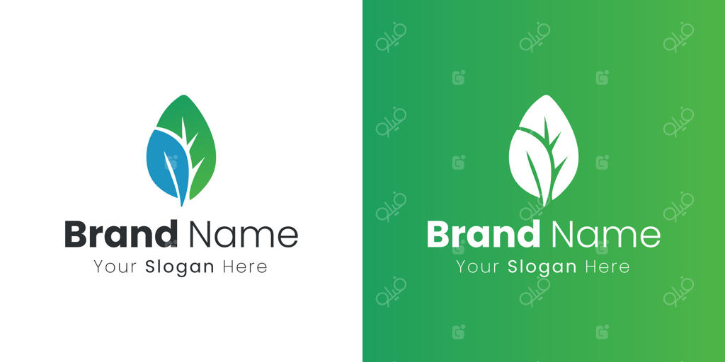 طراحی لوگوی ساده برگ سبز برای هویت برند دوستدار محیط زیست