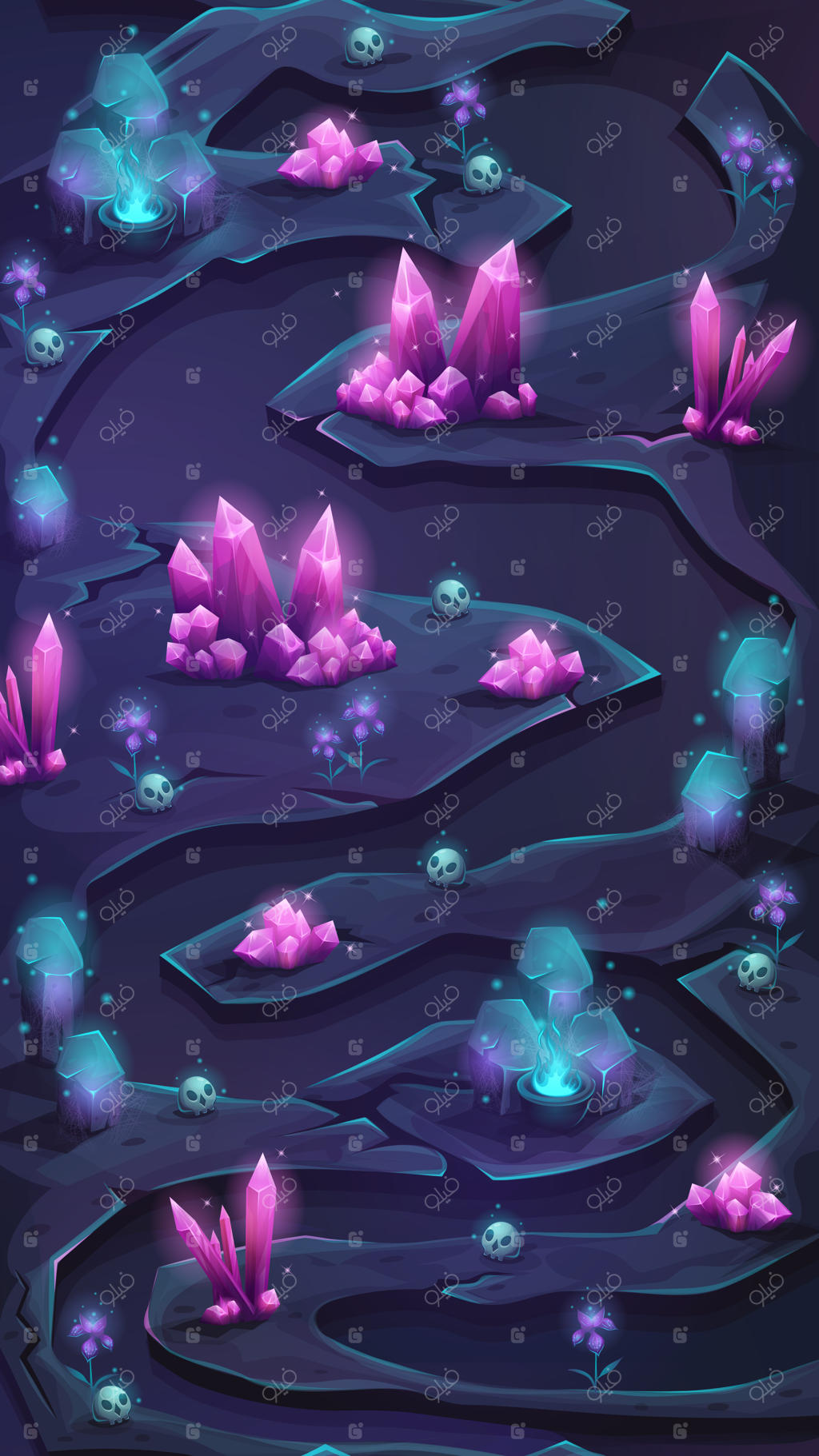 رابط کاربری نقشه موبایل با اسکرول عمودی و طراحی کریستال‌گونه.