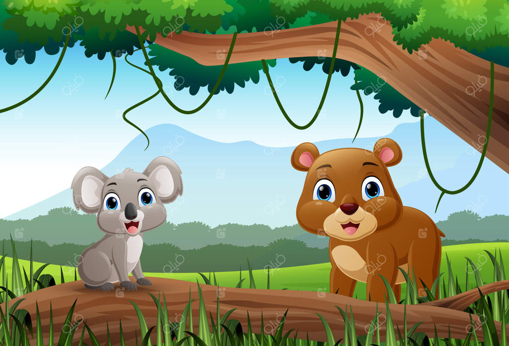 حیوان وحشی کارتونی در جنگل