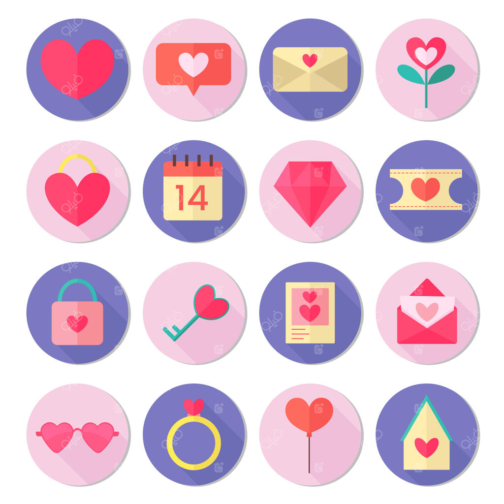 مجموعه‌ای از عناصر ولنتاین: تصاویر وکتور بامزه روز ولنتاین.