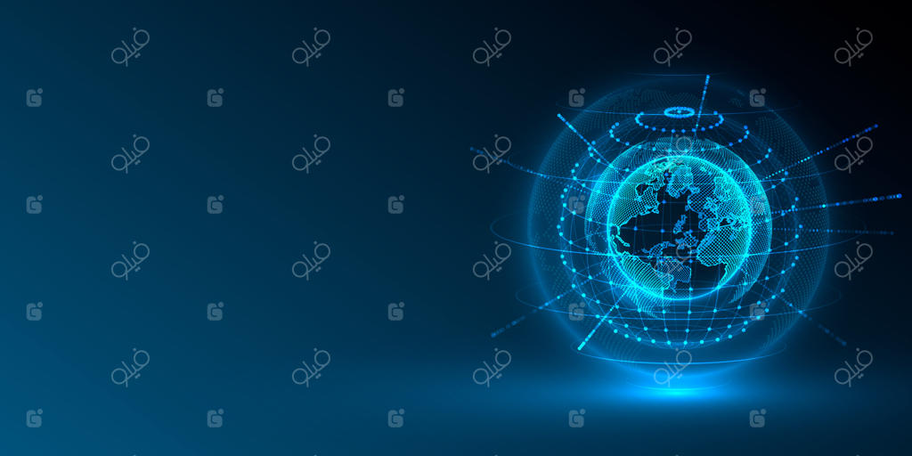 مفهوم جهانی سیاره زمین بر روی پس‌زمینه سیاه