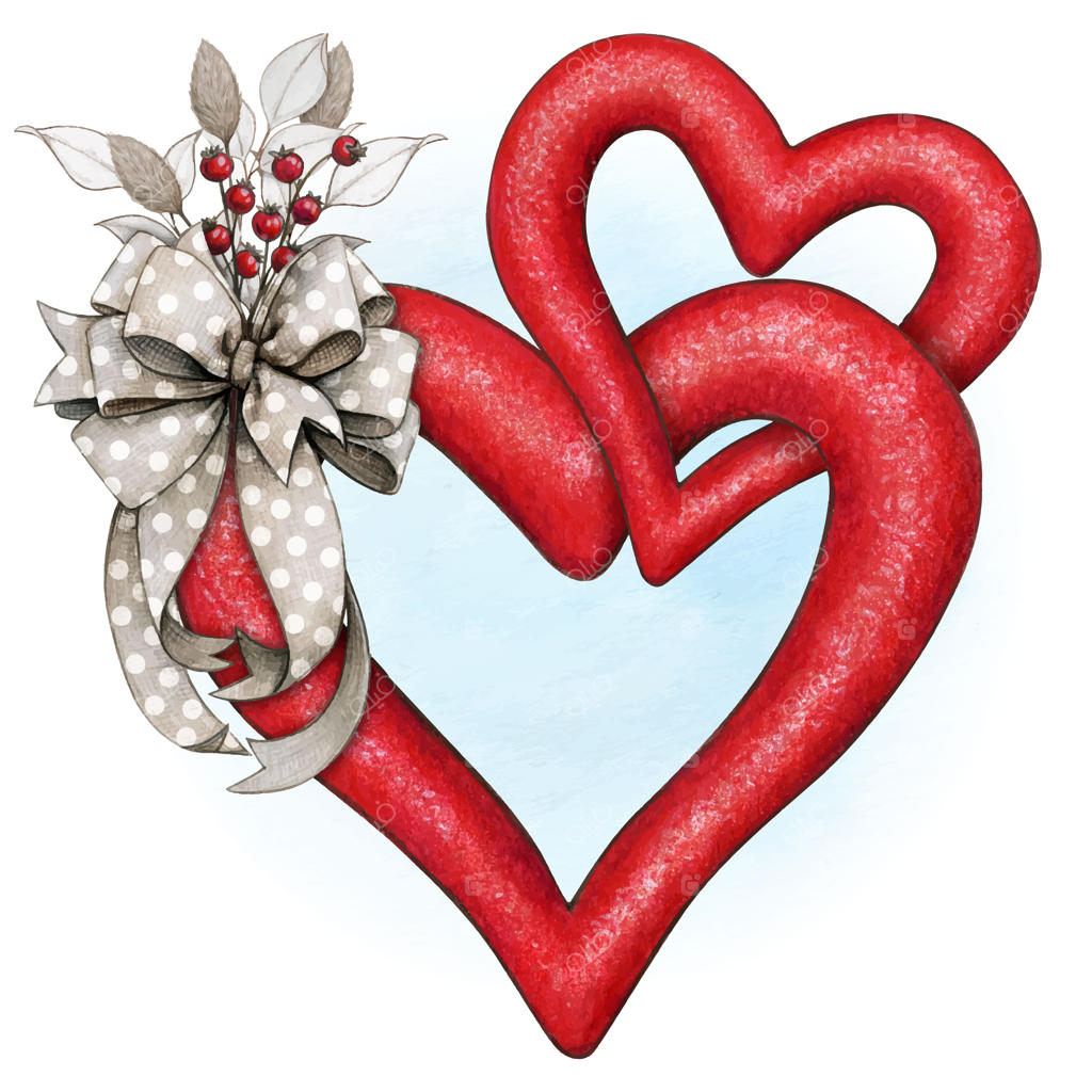 قلب‌های تزیینی آبرنگی با روبان