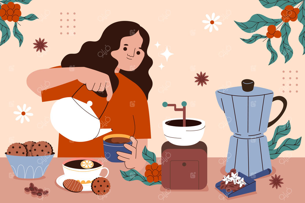 تصویرسازی تخت برای جشن روز جهانی قهوه