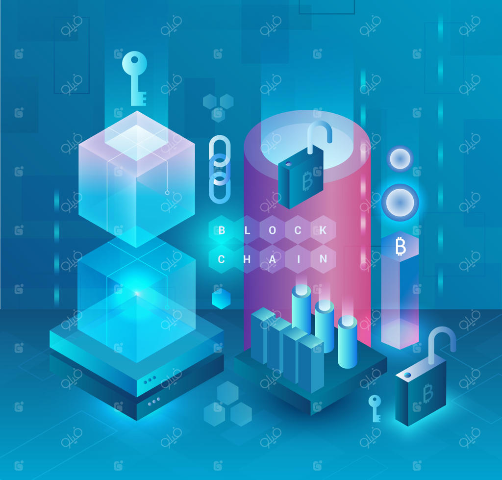 مفهوم انتزاعی ارز دیجیتال و بلاکچین: فارم ماینینگ بیت‌کوین، اتریوم و مونرو. بازار پول دیجیتال. طراحی وب و بنر ارائه.