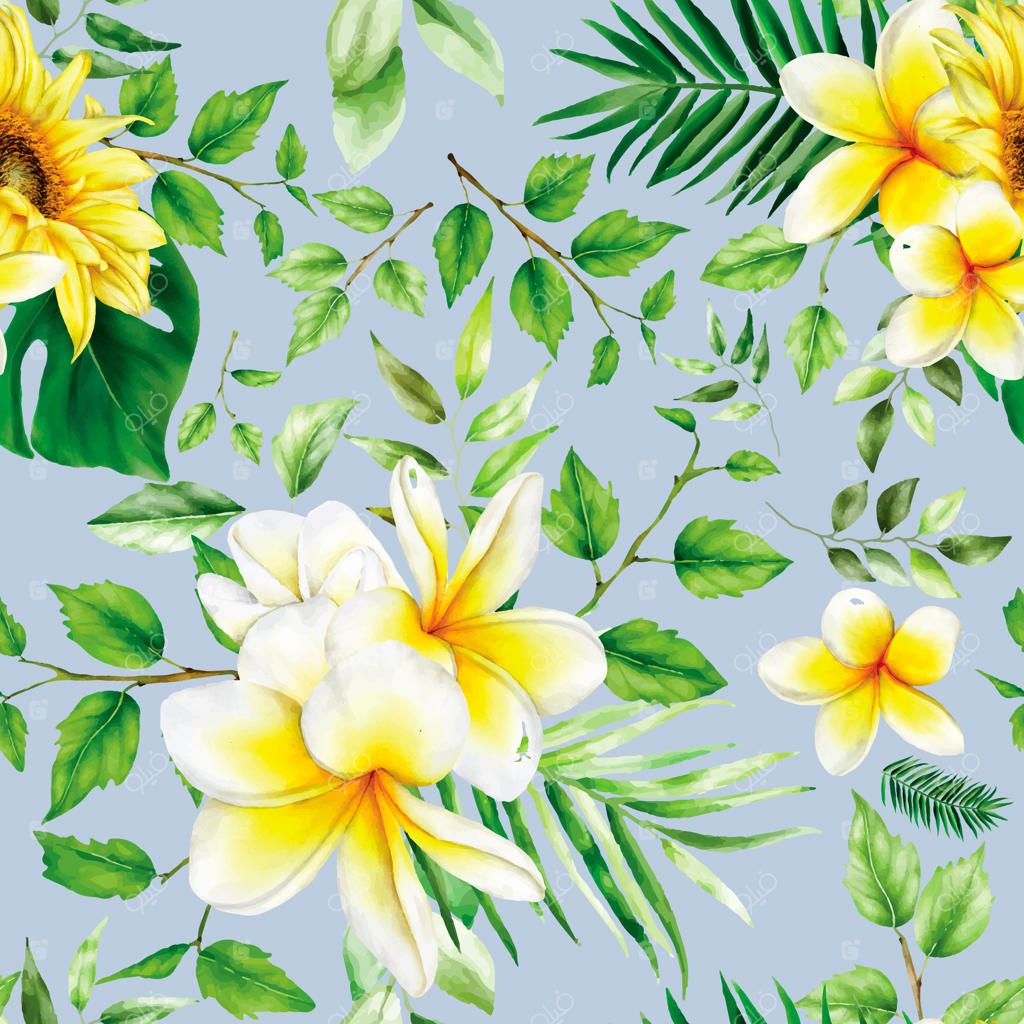 الگوی یکپارچه گل‌های تابستانی آبرنگی