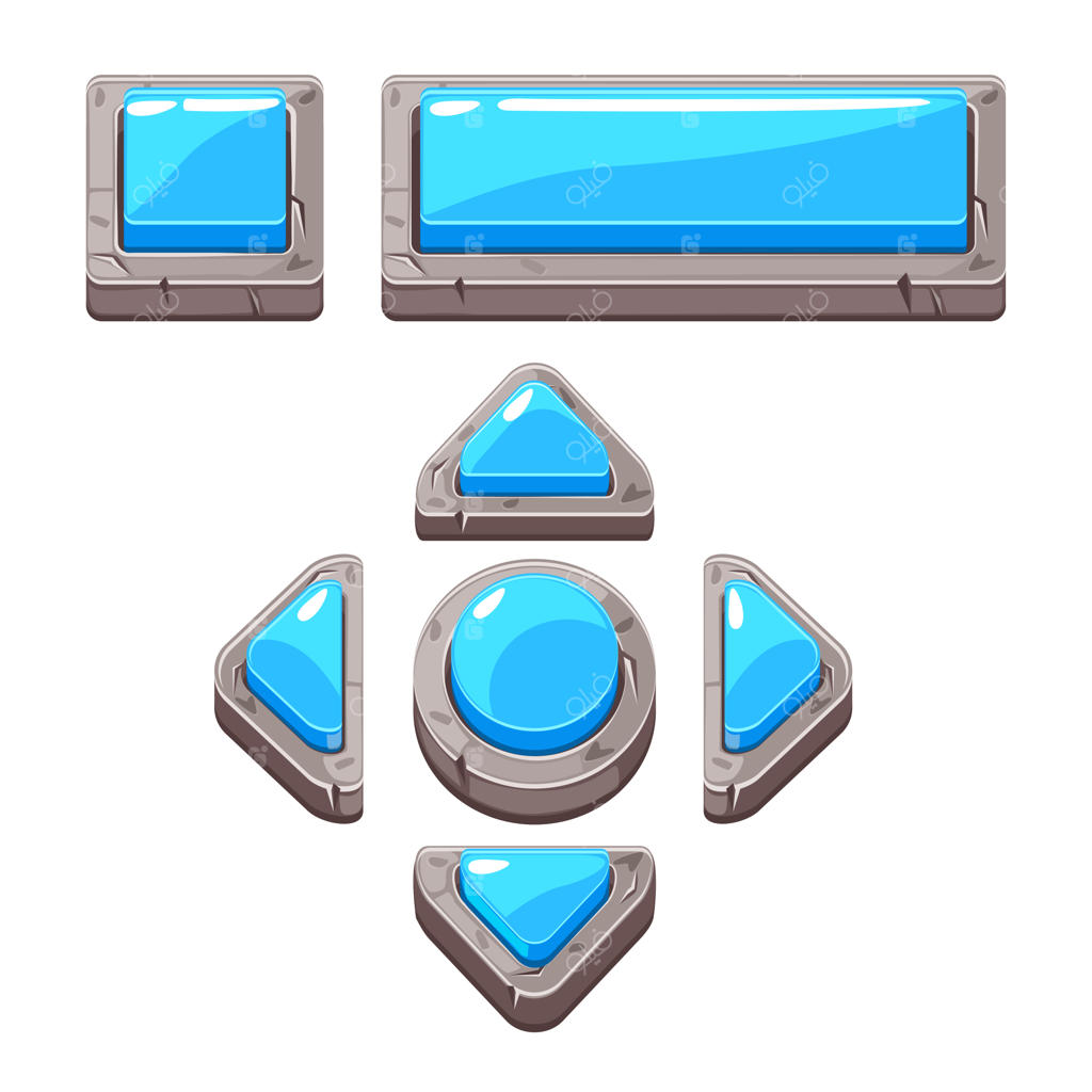 دکمه‌های کارتونی آبی برای طراحی بازی یا وب