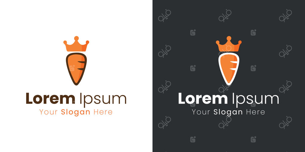 طراحی لوگو هویت برند خلاقانه "کینگ کاروت" برای غذای ارگانیک و سالم