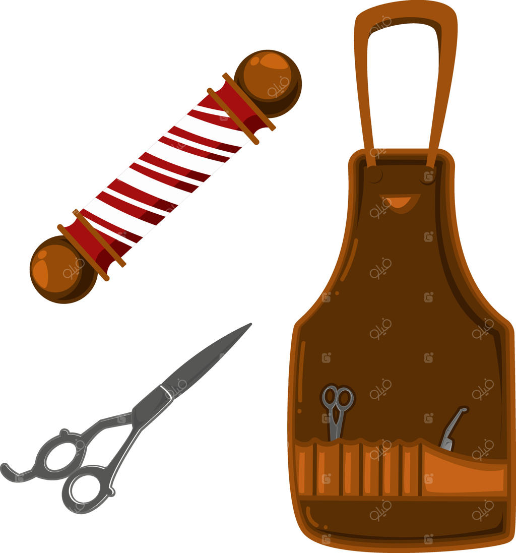 ابزار قیچی و پیش‌بند کلاسیک برای هنر آرایشگری قدیمی