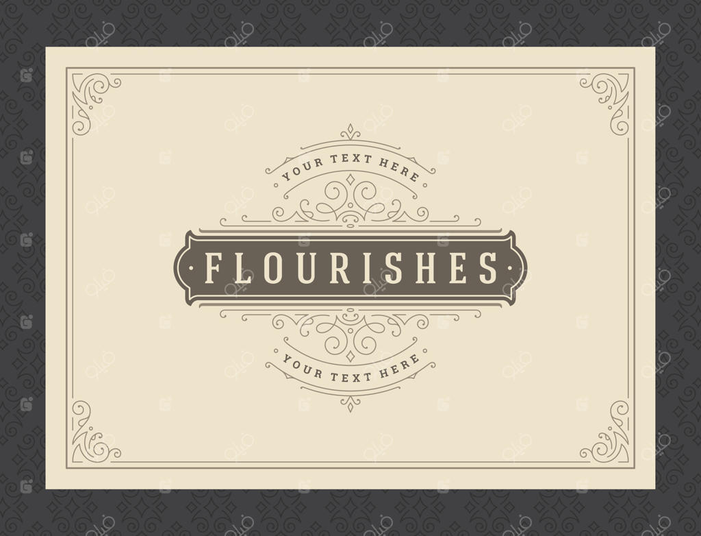 کارت تبریک وینتیج با طراحی قاب و حاشیه‌های کالگرافی و زینتی