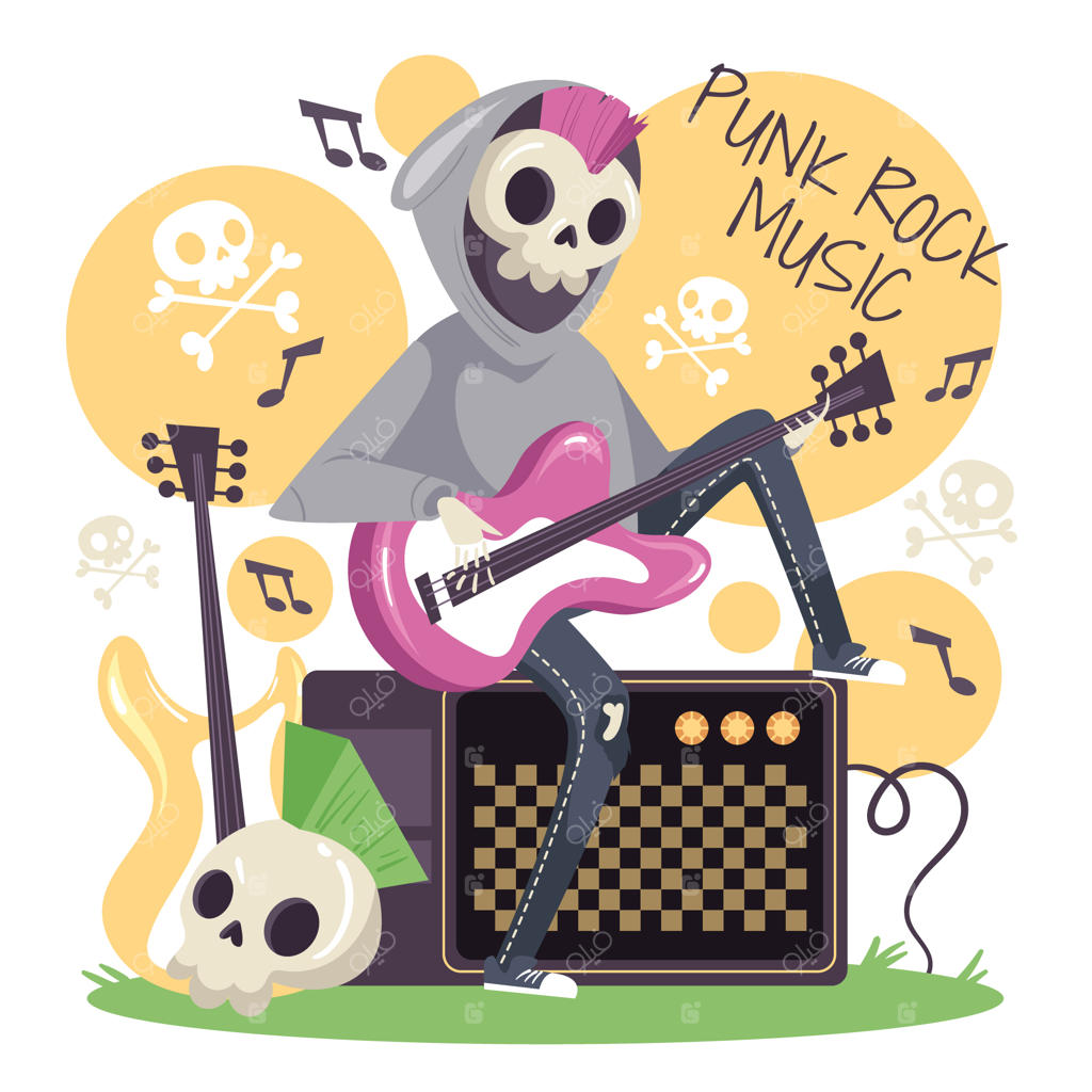 تصویرسازی پانک راک به سبک طراحی تخت