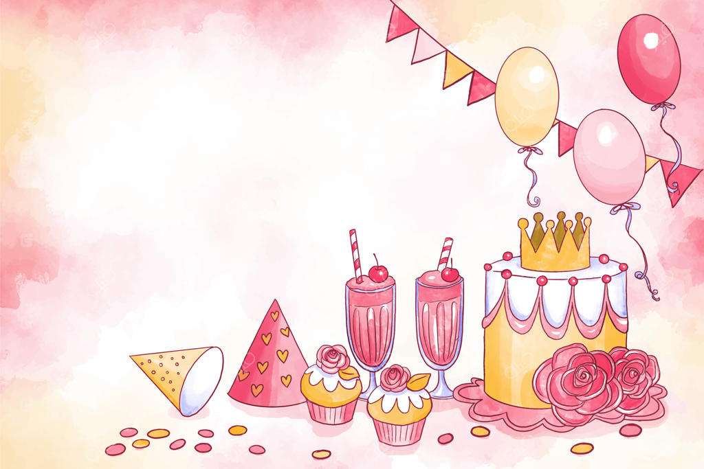 پس‌زمینه تولد با طرح آبرنگ