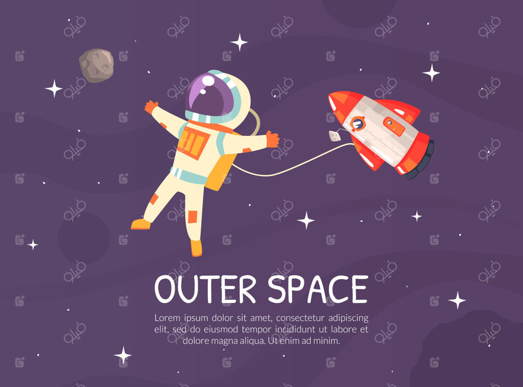 پترن بنر فضای بیرونی، کاوش در فضا، علمی-تخیلی، پوستر نجوم، کارت، جلد، پس‌زمینه تصویرسازی کارتونی