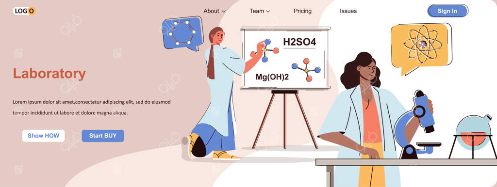 مفهوم وب آزمایشگاه: دانشمندان تجربیات علمی انجام می‌دهند و با میکروسکوپ مطالعه می‌کنند