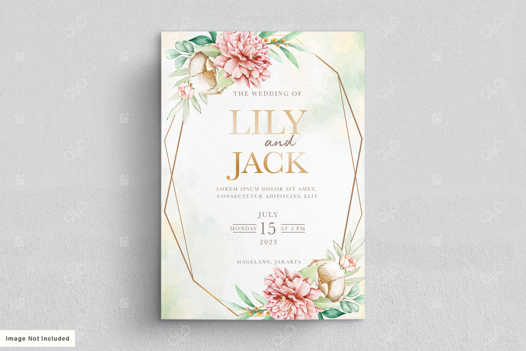 مجموعه کارت دعوت عروسی با طرح گل صد تومانی آبرنگی و شیک