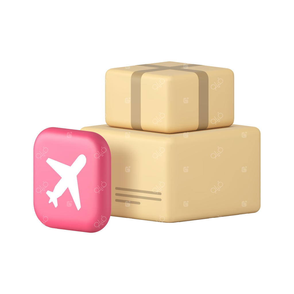 ایکون سه‌بعدی و واقع‌گرایانه از خدمات هوایی حمل و نقل و پست هوایی بسته‌ها و مرسولات