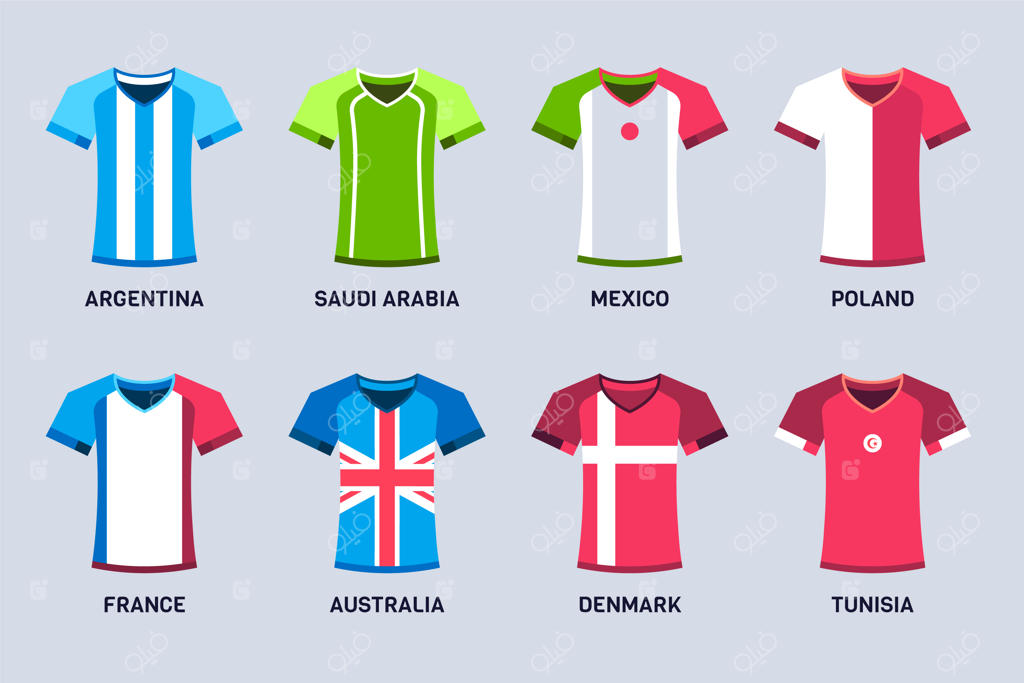 مجموعه‌ای از عناصر پیراهن تیم ملی فوتبال