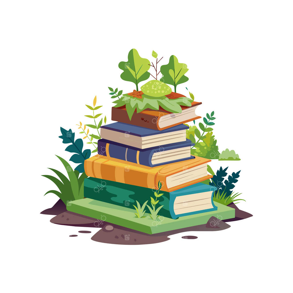 مفهوم تصویرسازی وکتور: انباشت کتاب‌ها