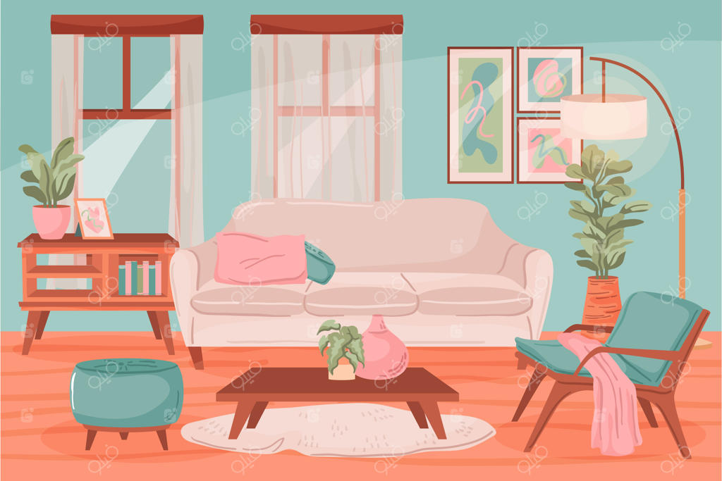 تصویرسازی اتاق نشیمن مدرن