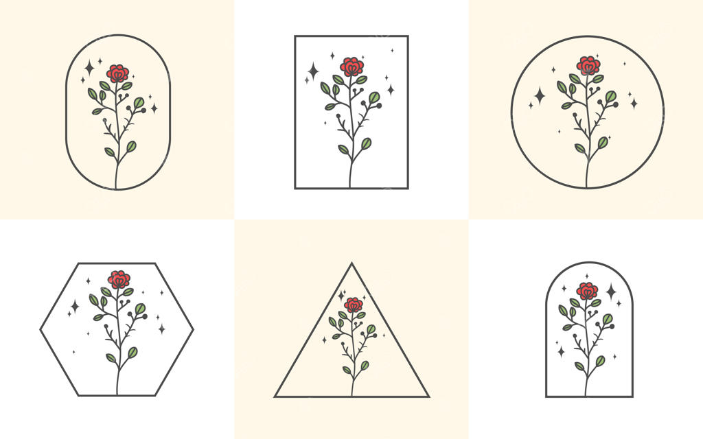 مجموعه‌ای از گل‌های دست‌کشیده در قاب