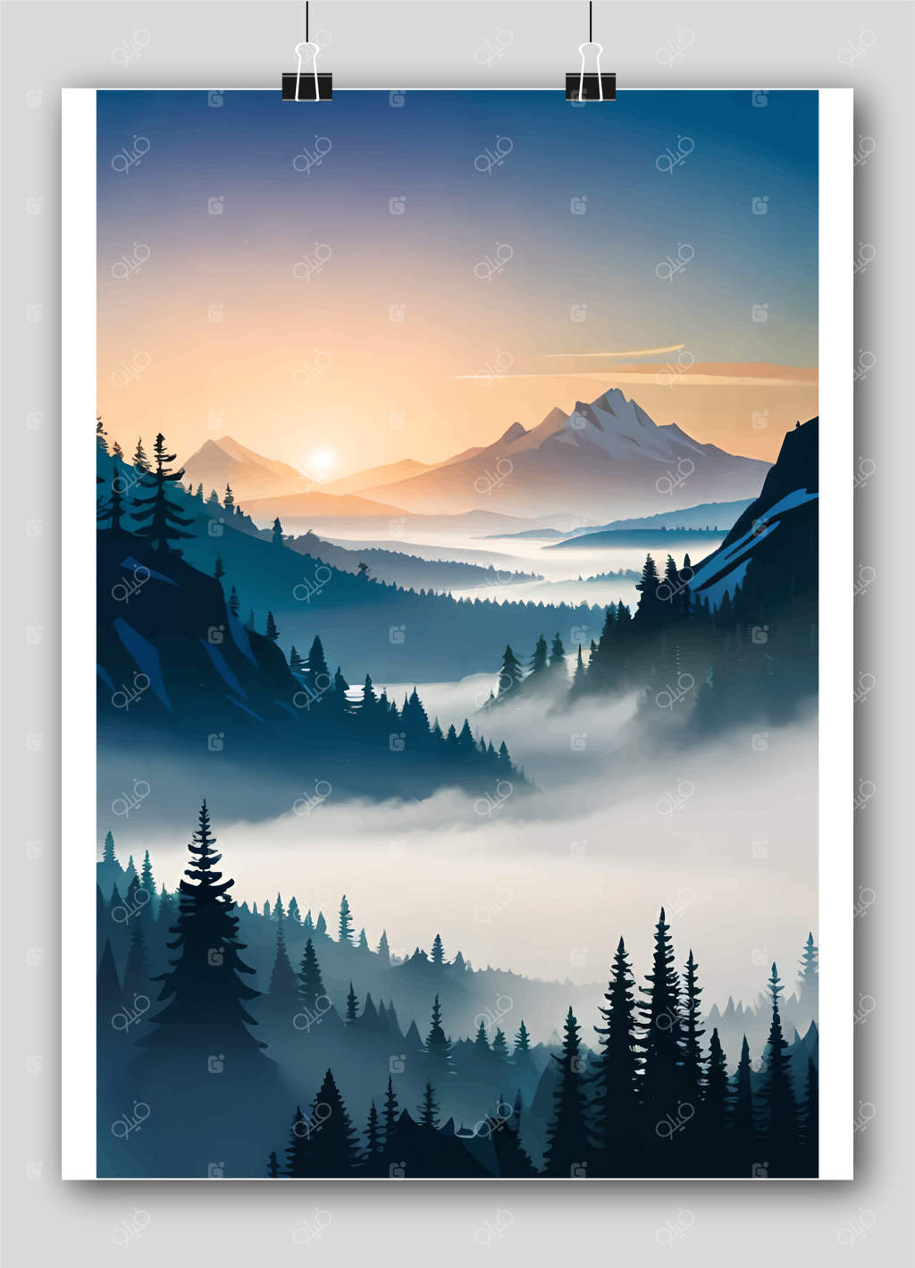 طراحی پوستر منظره با آبرنگ